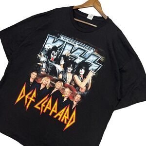 KISS Def Leppard Tour Shirt 2014 40th Anniversary Black 3XL Alstyle Metal Rock